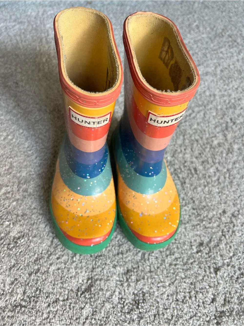 HUNTER Kids Original First Classic Rain Boots Toddler 7/8 US Rainbow Glitter